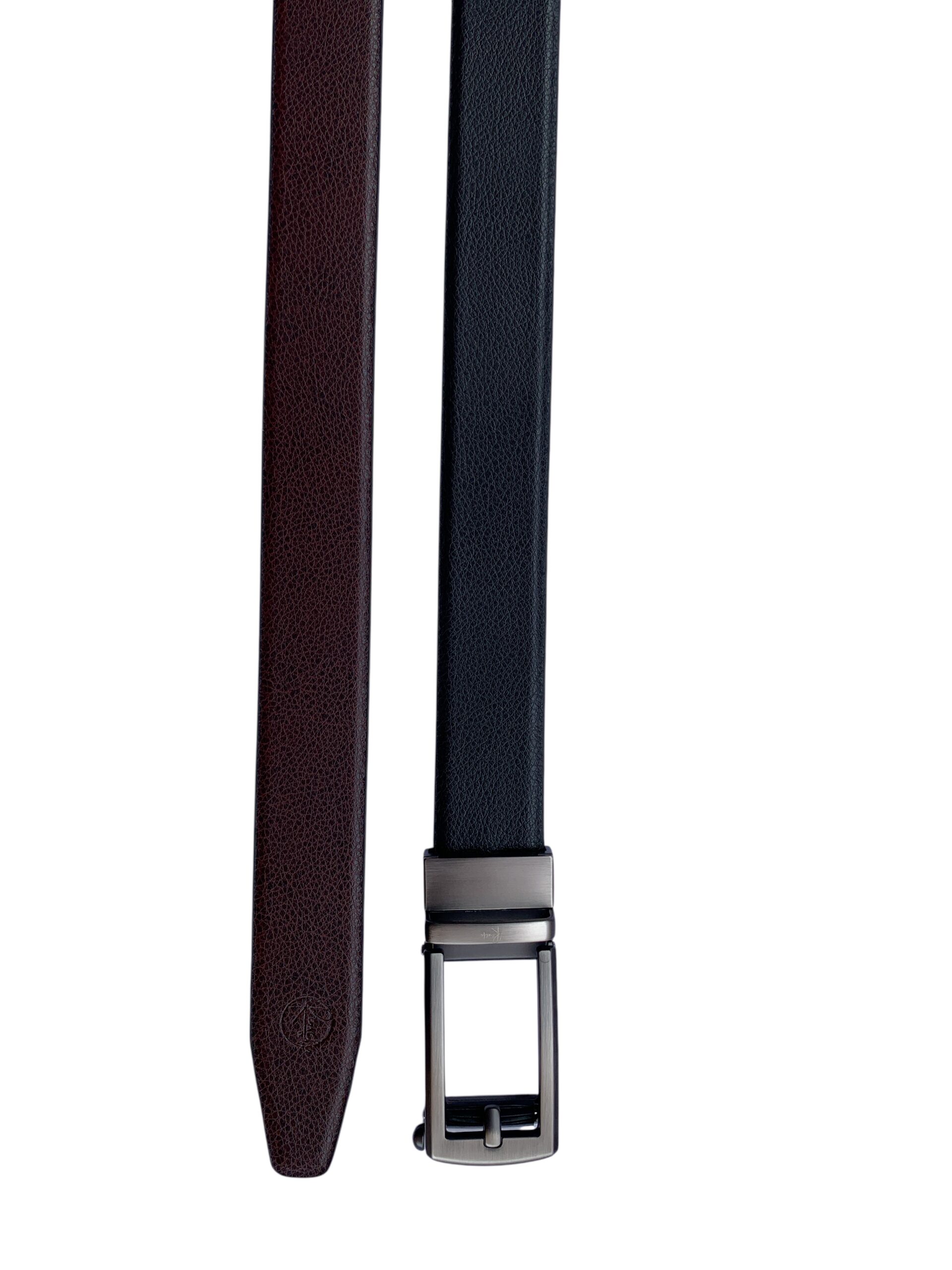 Black & Rust Reversible Italian Leather Formal Belt - Image 2