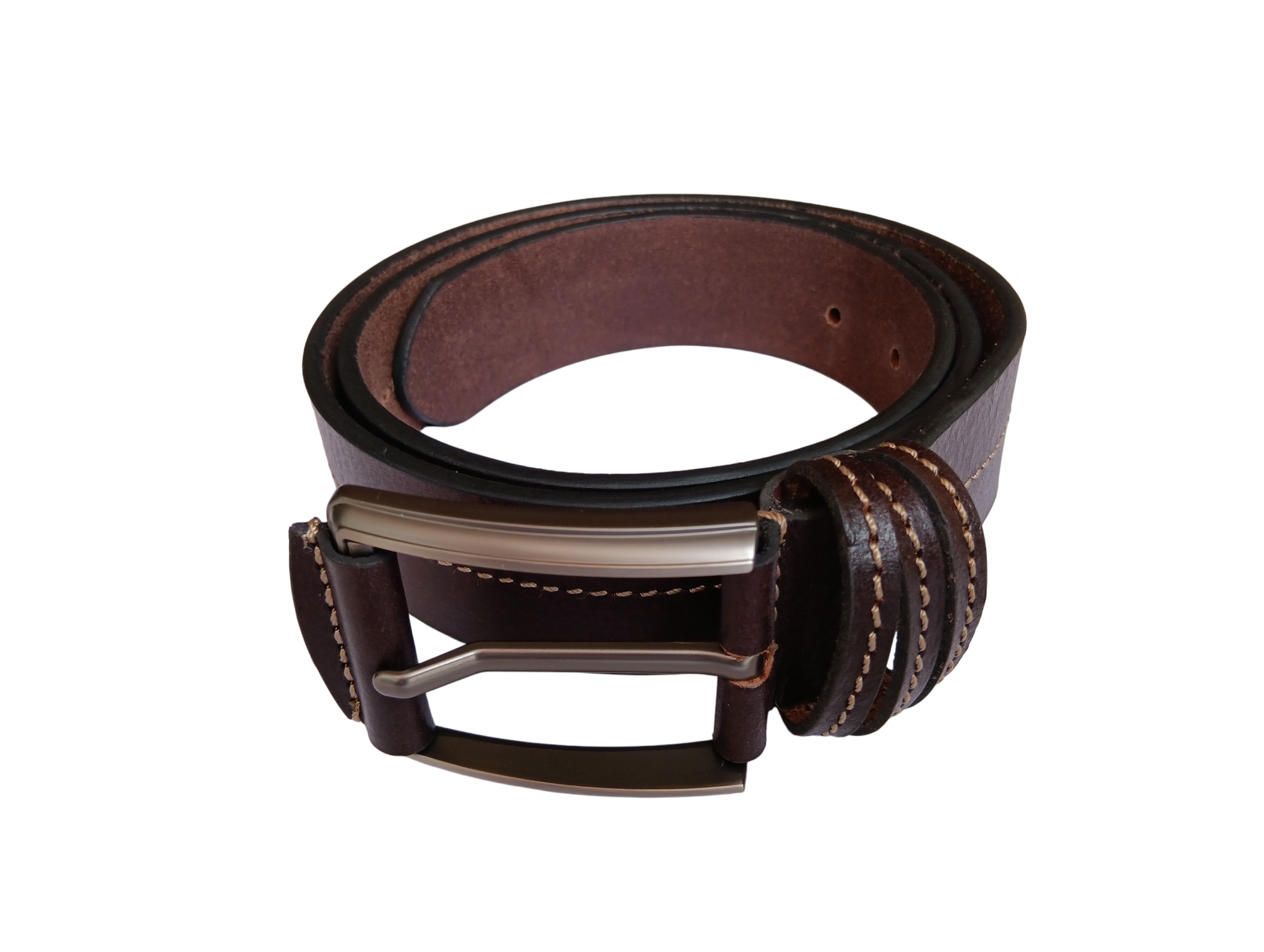 Dark Brown Leather Casual Belt - Image 2