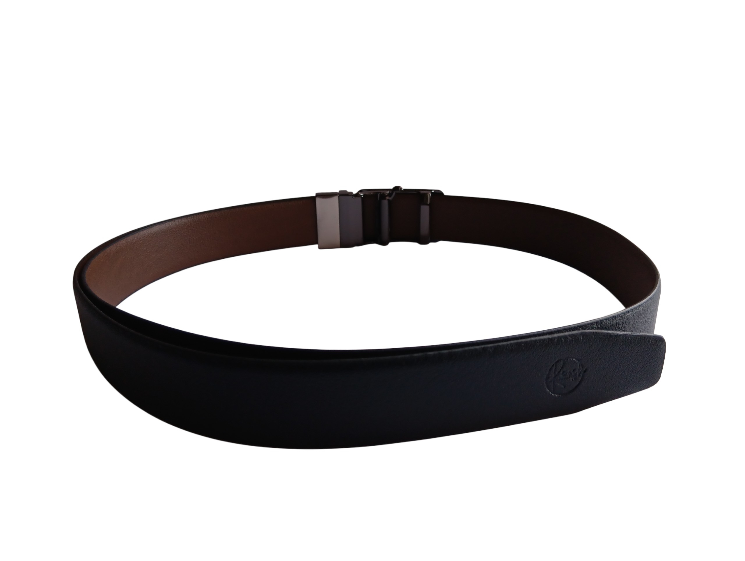 Black & Brown Reversible Italian Leather Formal Belt - Image 2