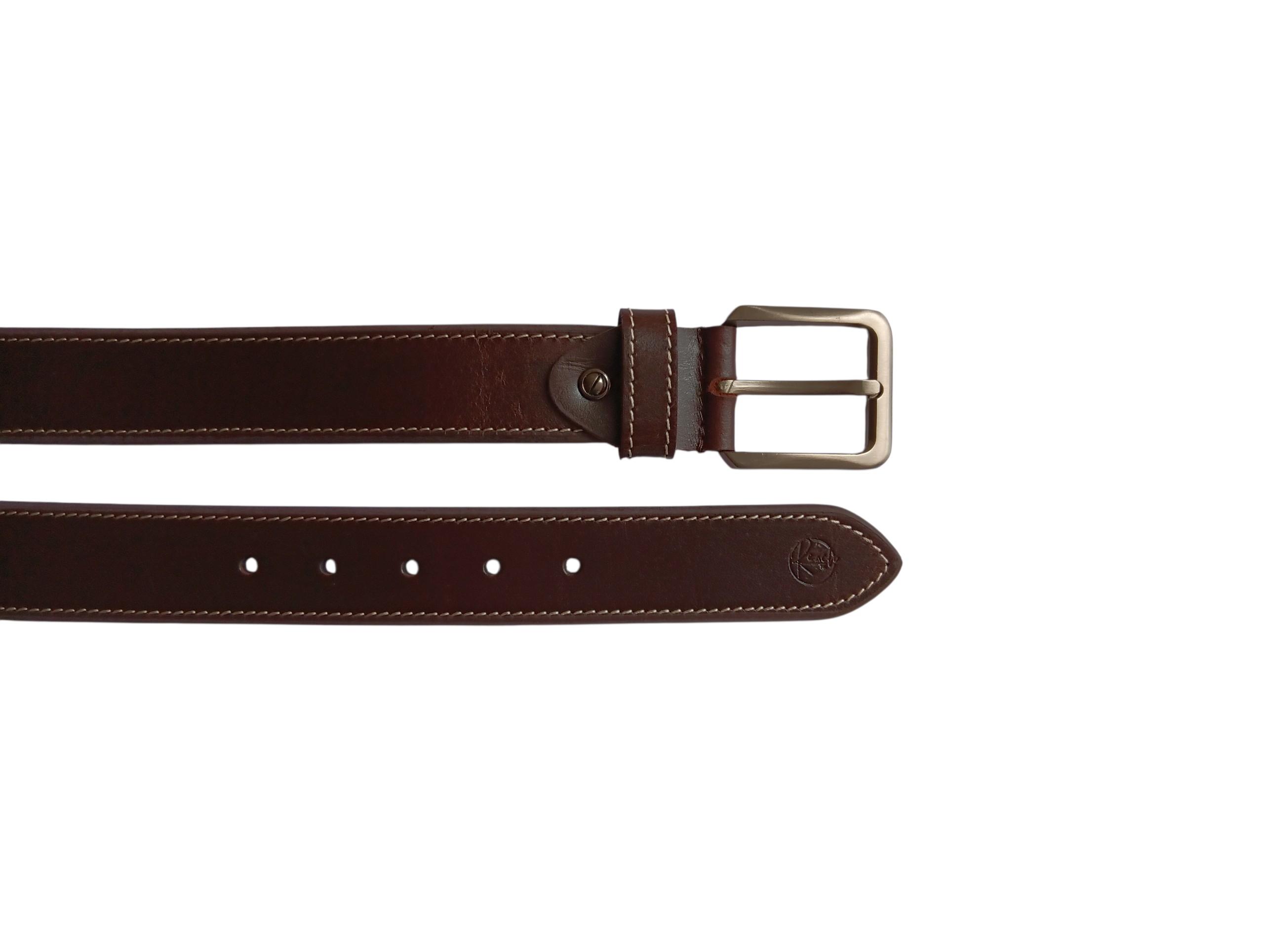Dark Brown / Tan Leather Casual Belt - Image 2