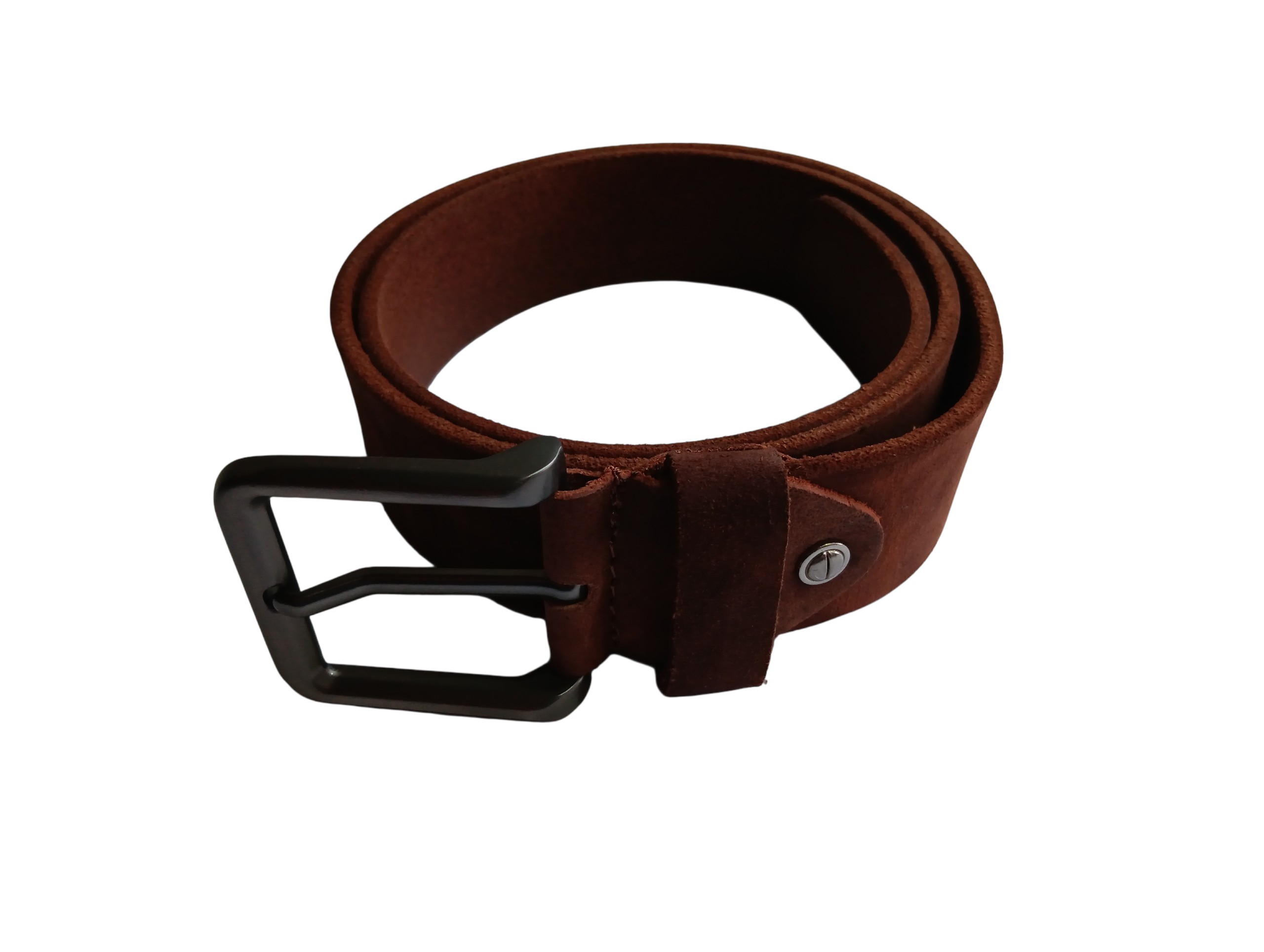 Tan / Dark Brown Leather Casual Belt - Image 3