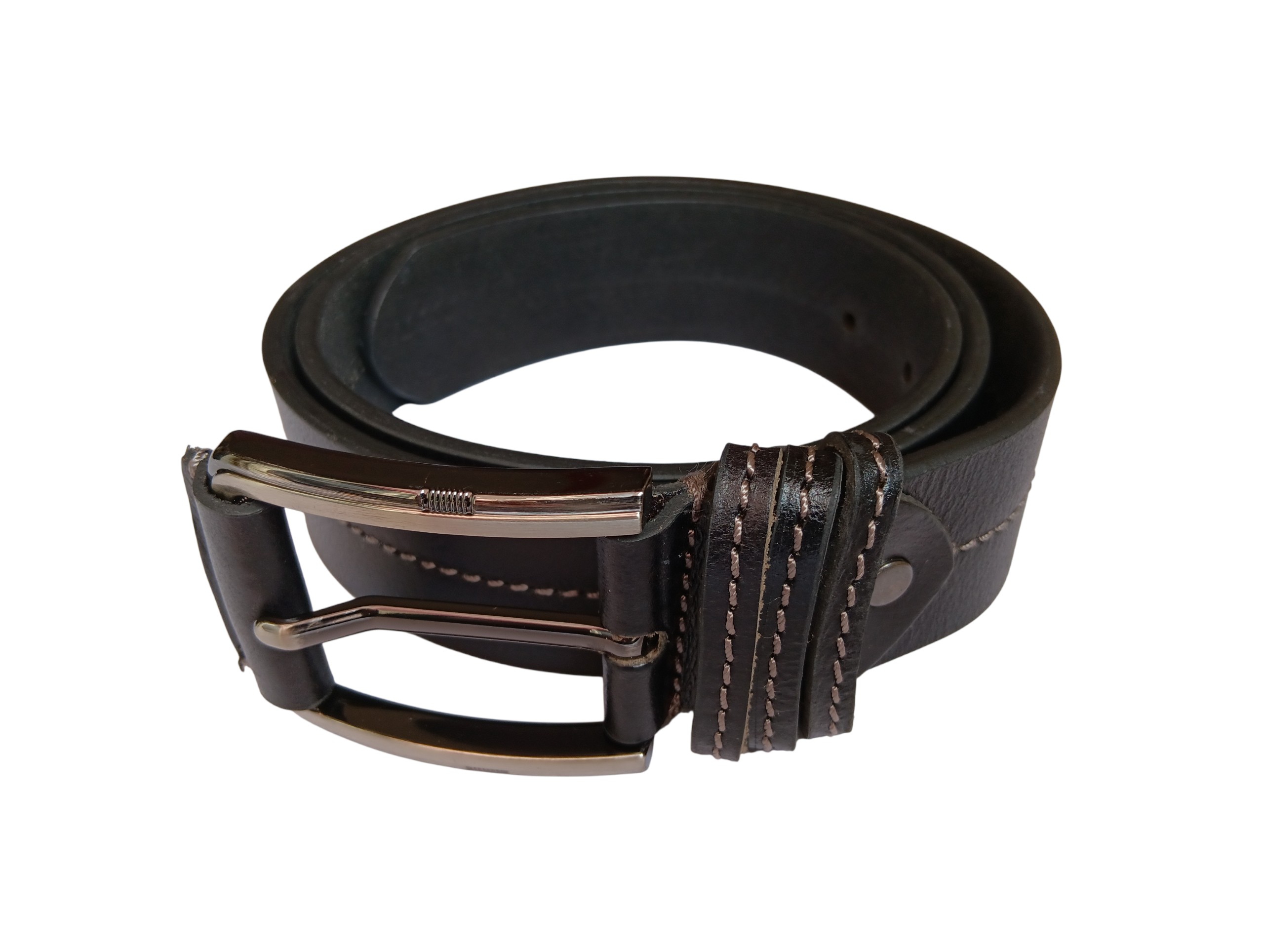 Black Leather Casual Belt - Image 4