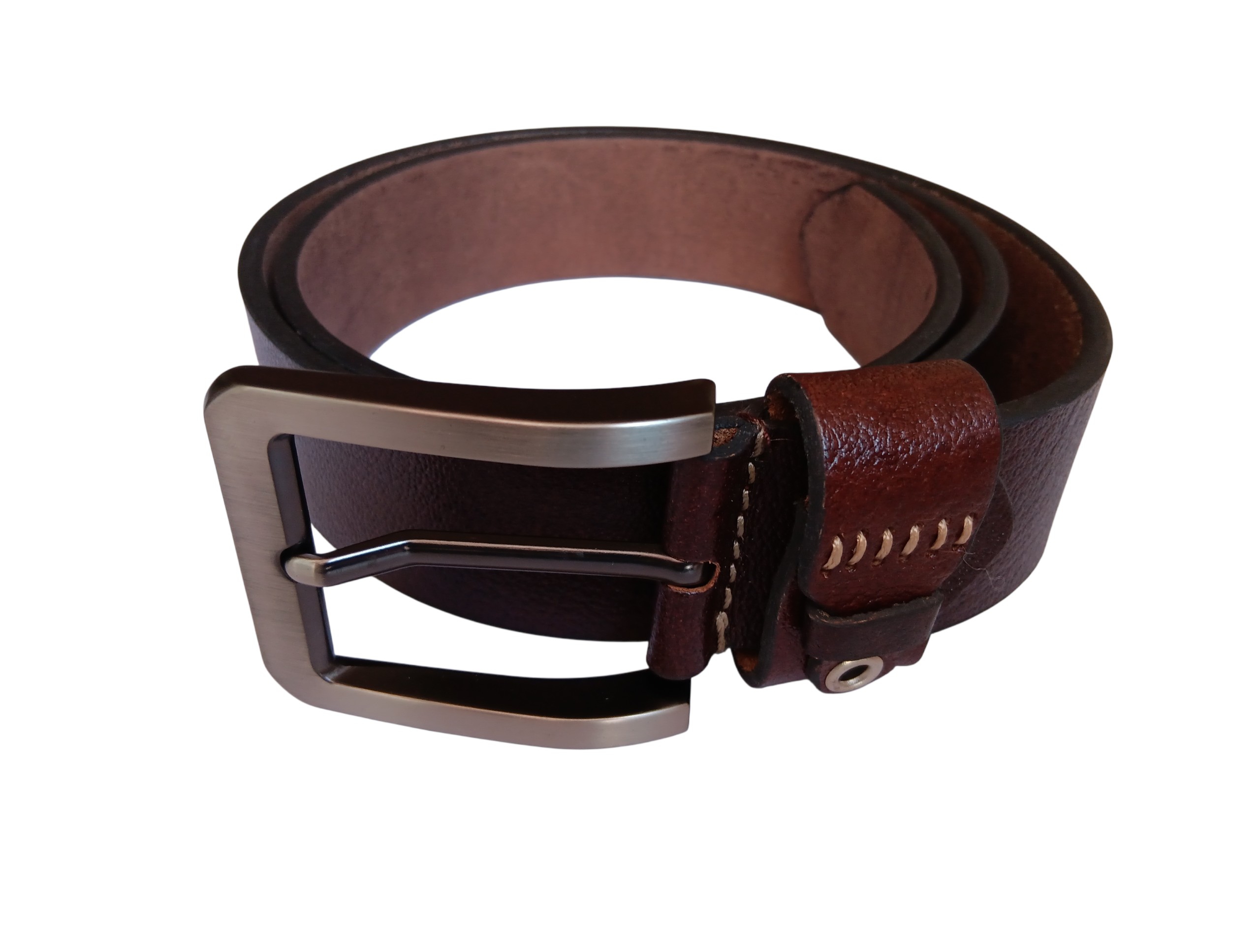 Dark Brown Leather Casual Belt - Image 2