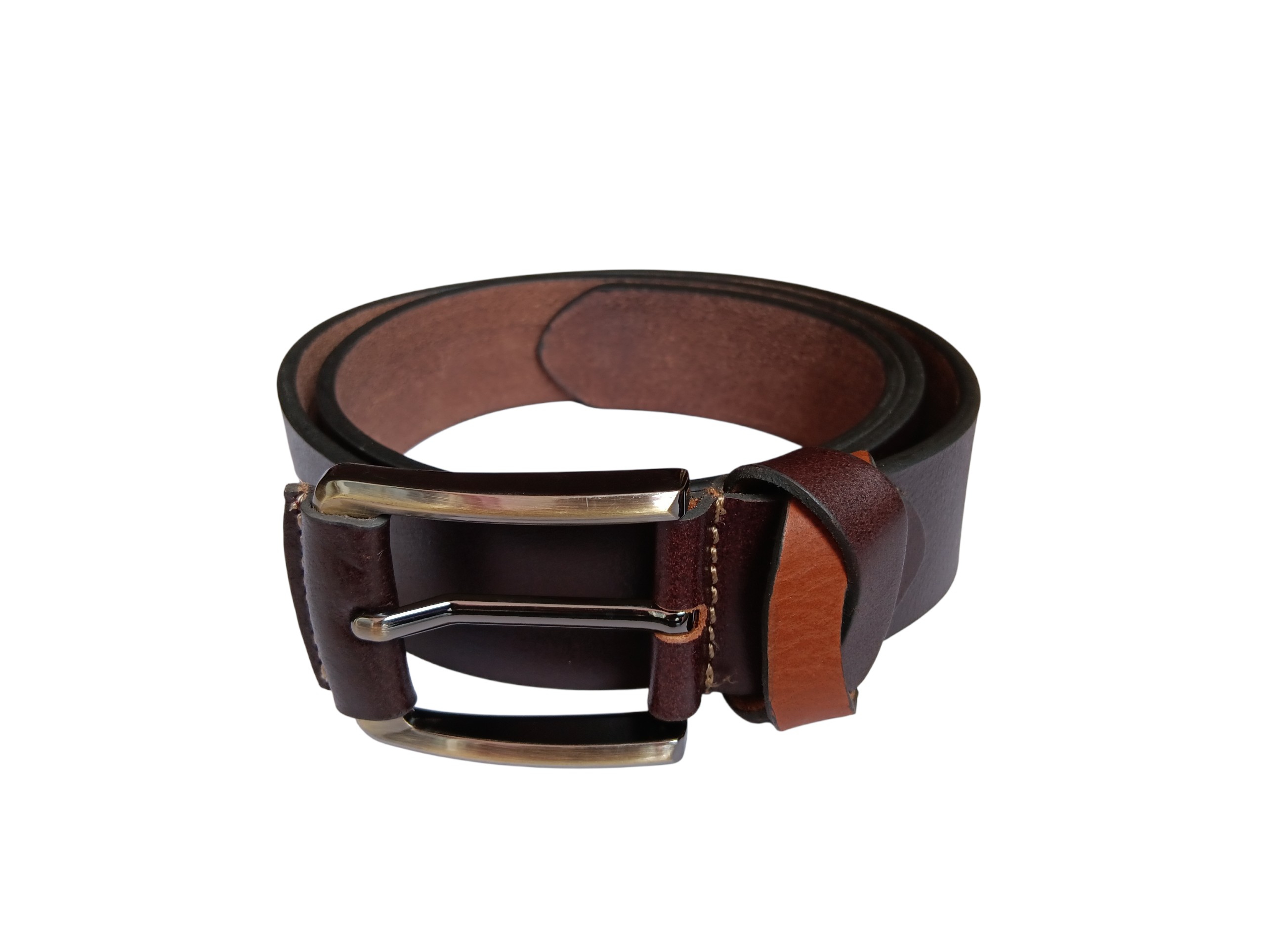 Dark Brown Leather Casual Belt - Image 2