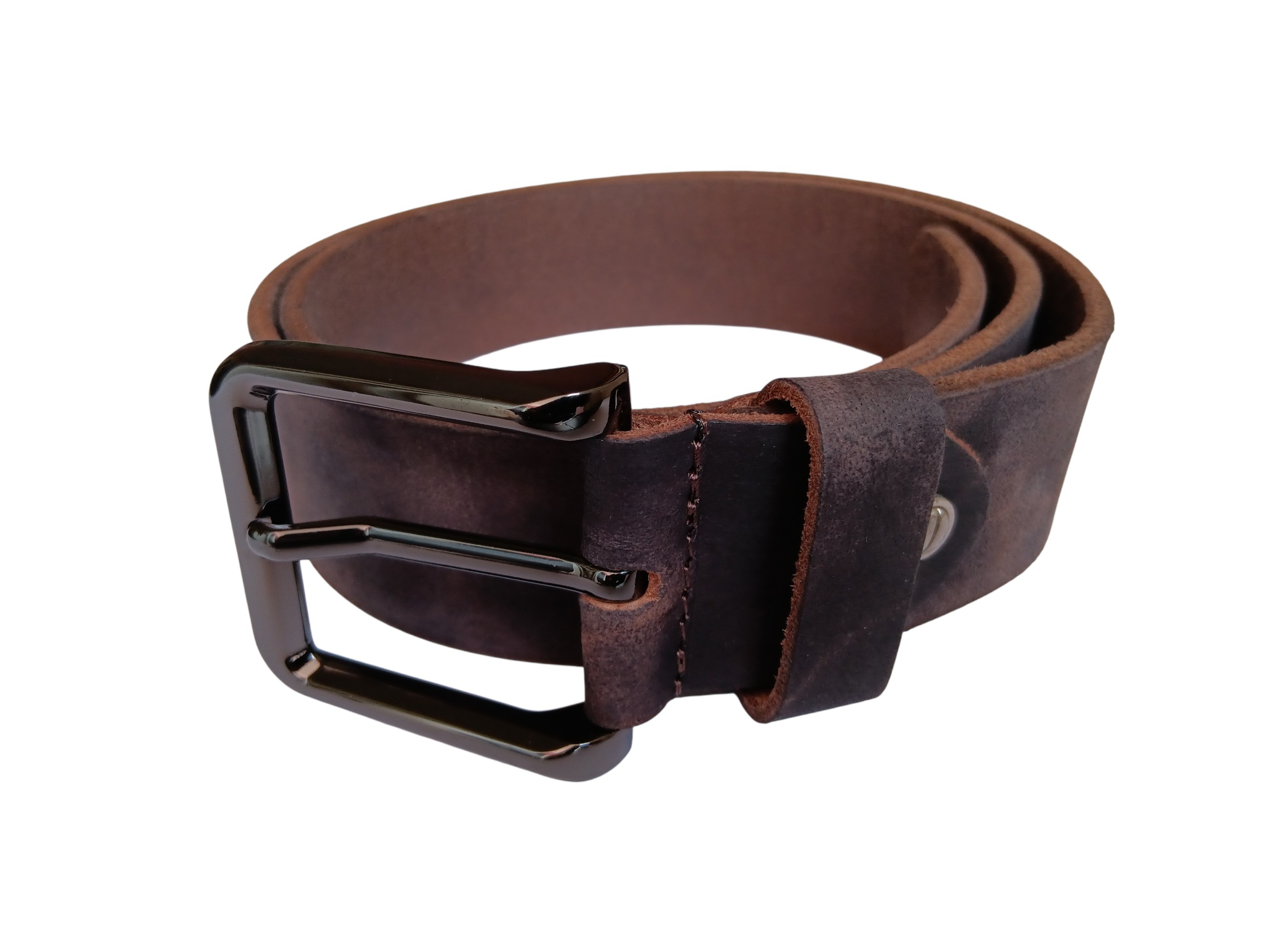 Dark Brown Full Grain Leather Casual Belt - Image 2