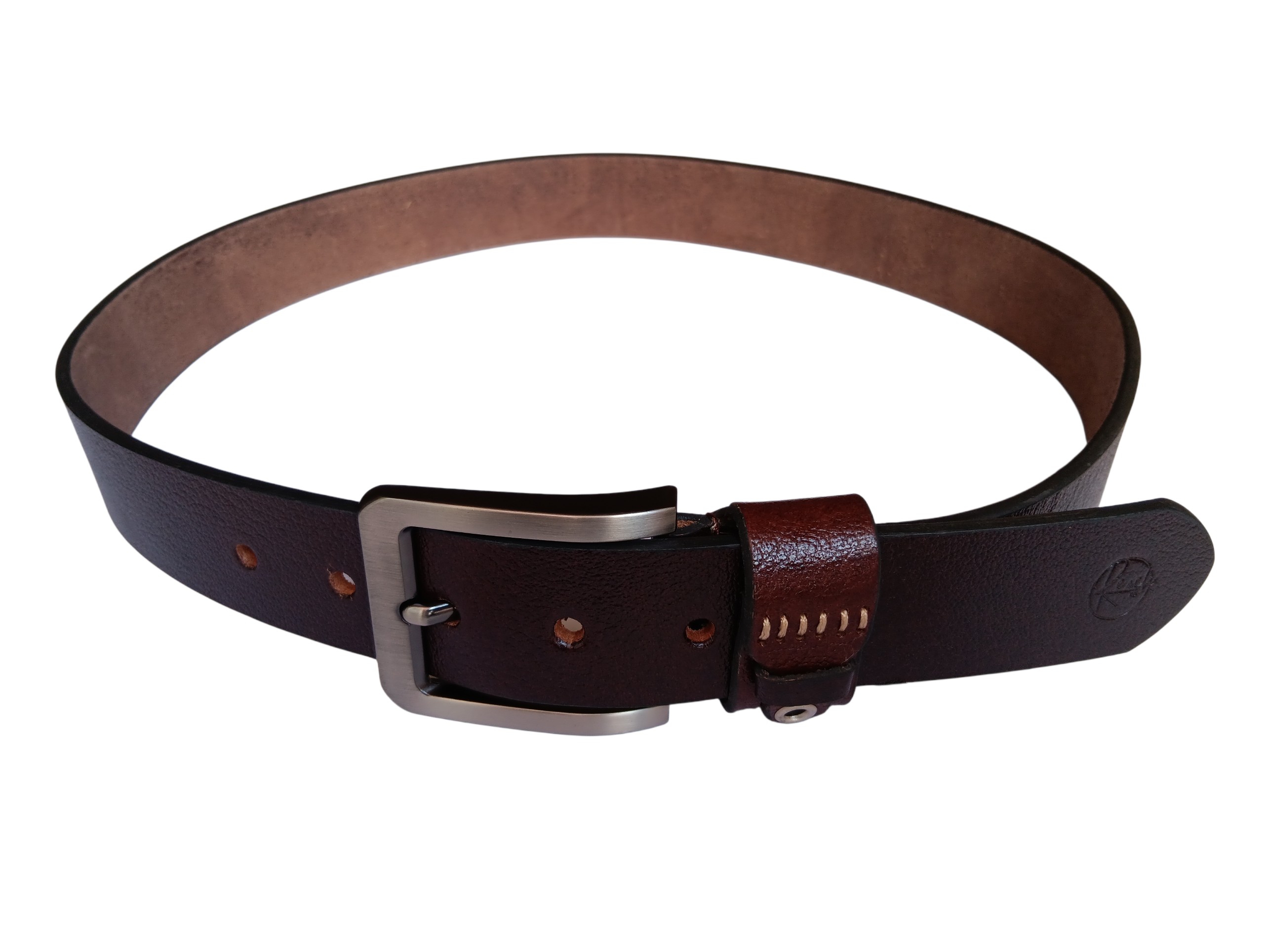 Dark Brown Leather Casual Belt - Image 3