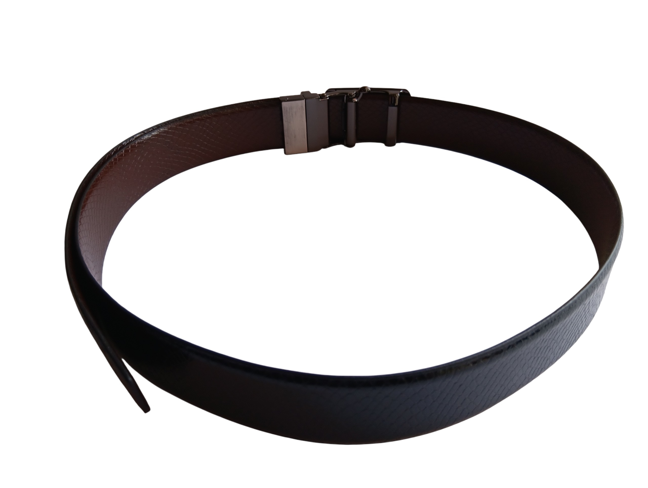 Black & Rust Reversible Italian Leather Formal Belt - Image 3