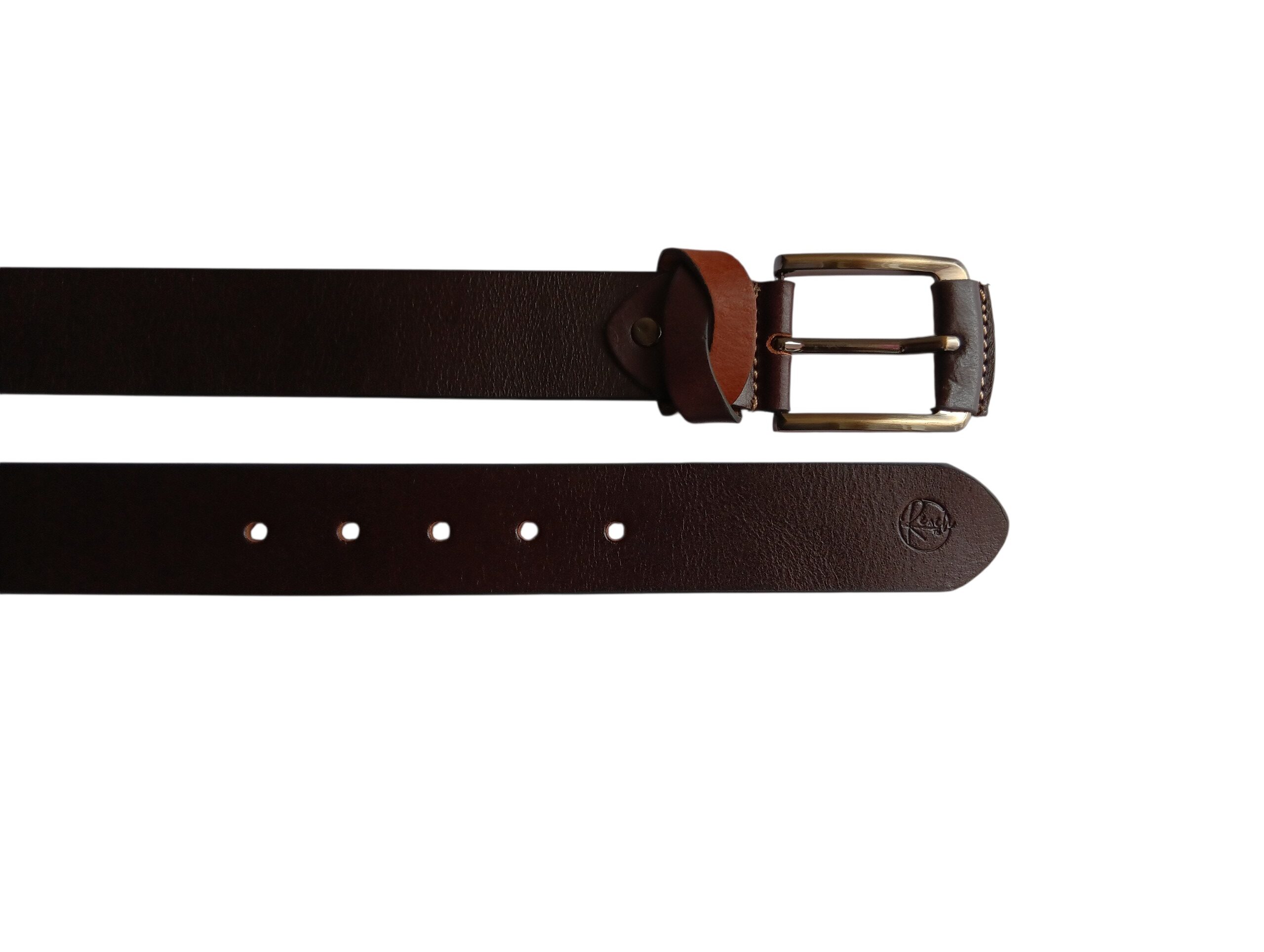 Dark Brown Leather Casual Belt - Image 3