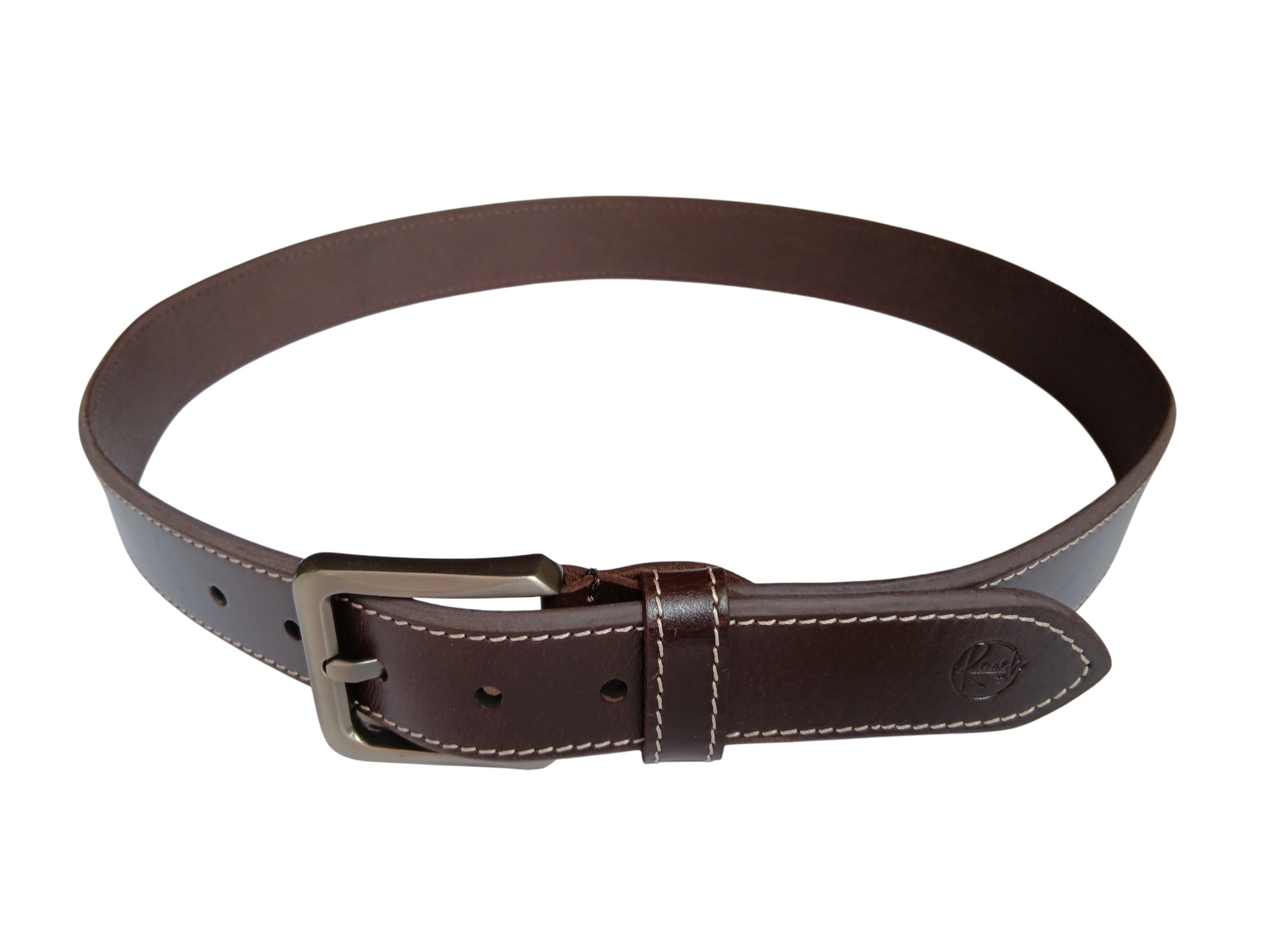 Dark Brown / Tan Leather Casual Belt - Image 4