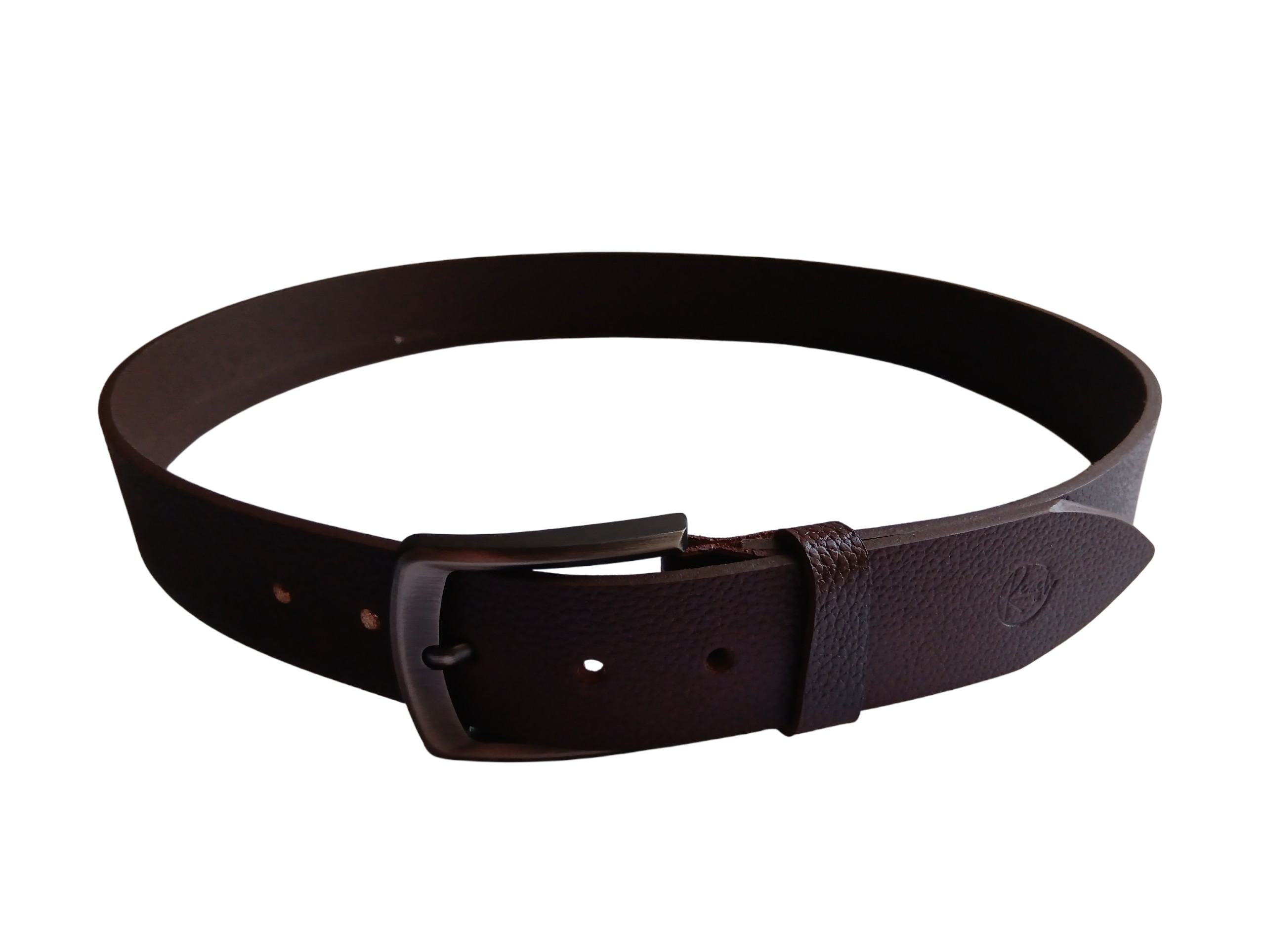 Dark Brown Leather Casual Belt - Image 2