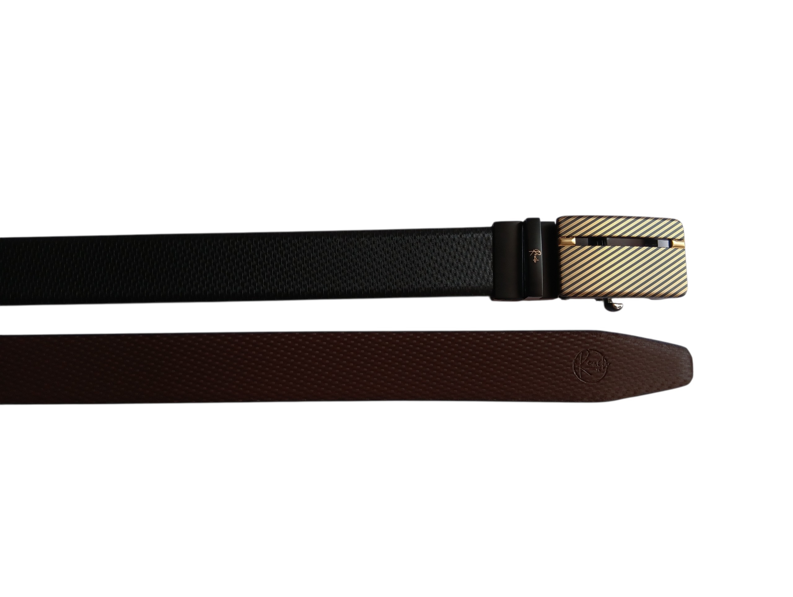 Black & Rust Reversible Italian Leather Formal Belt - Image 5