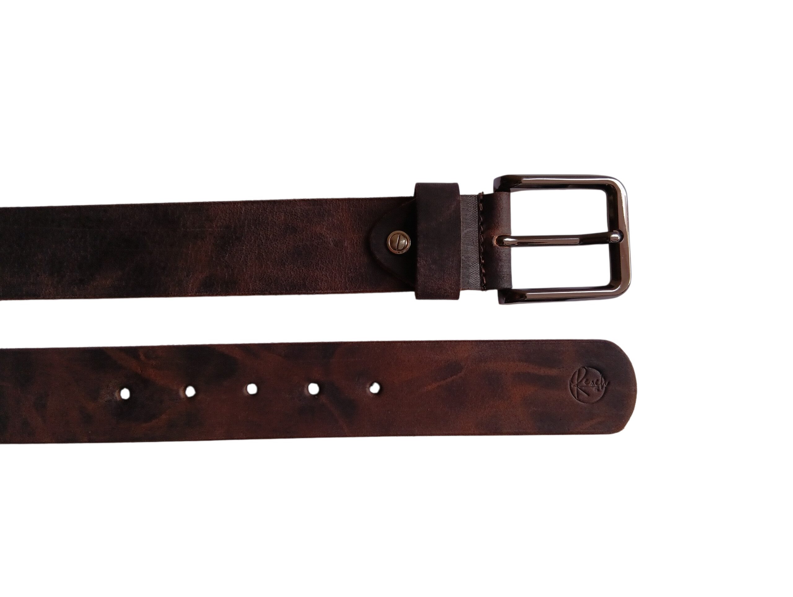 Dark Brown Full Grain Leather Casual Belt - Image 3