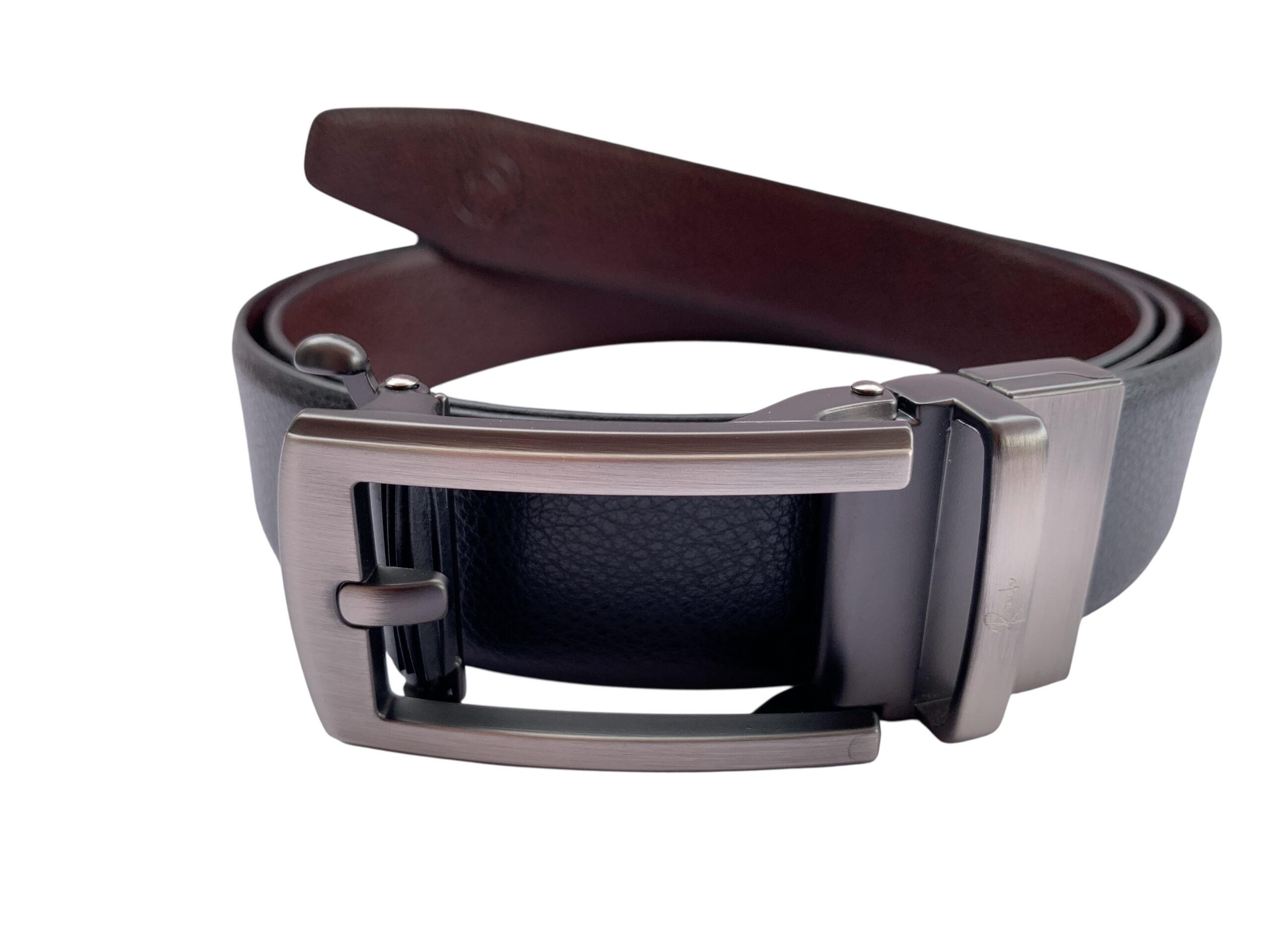 Black & Rust Reversible Italian Leather Formal Belt - Image 4