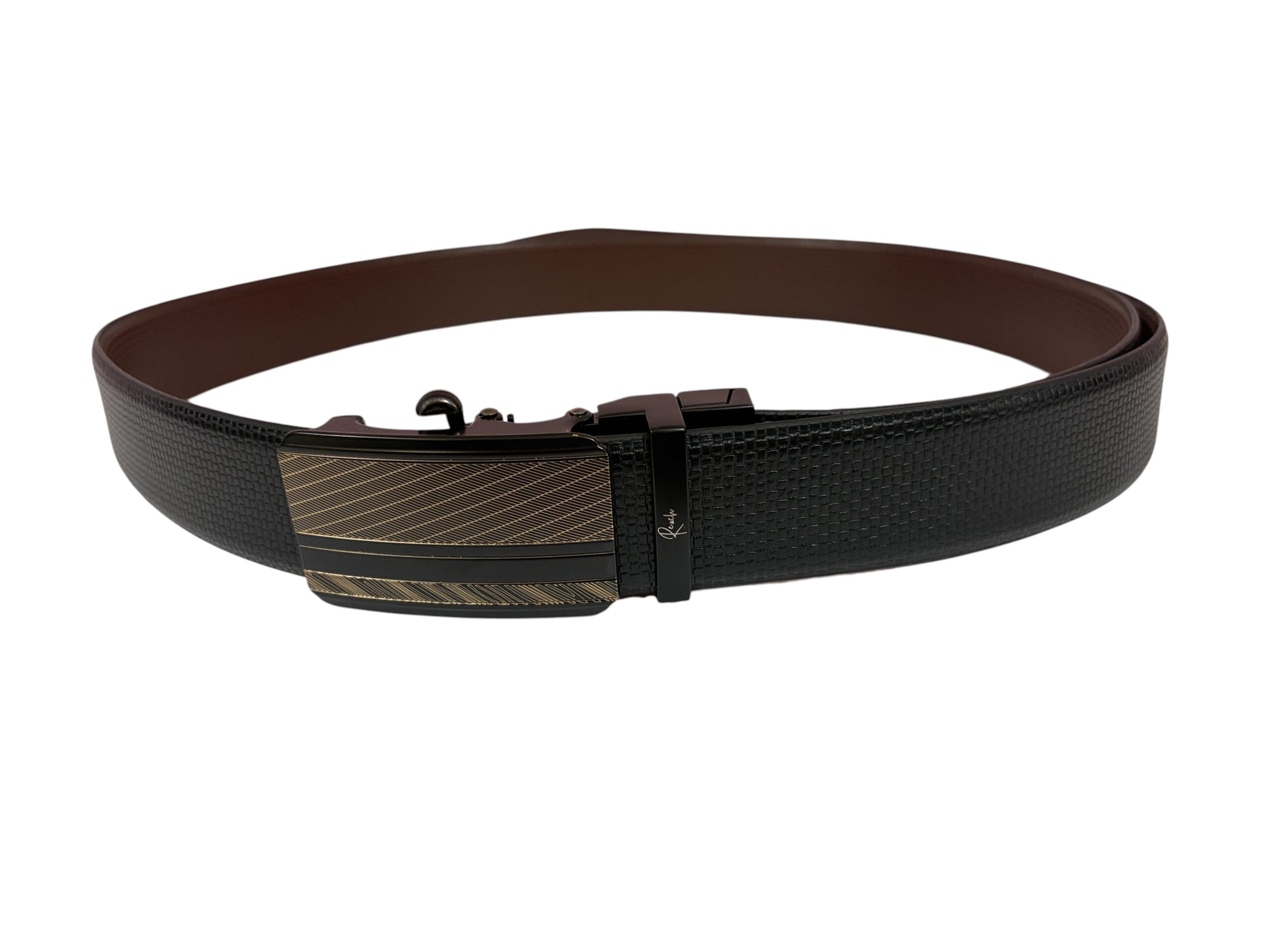 Black & Rust Reversible Italian Leather Formal Belt - Image 5