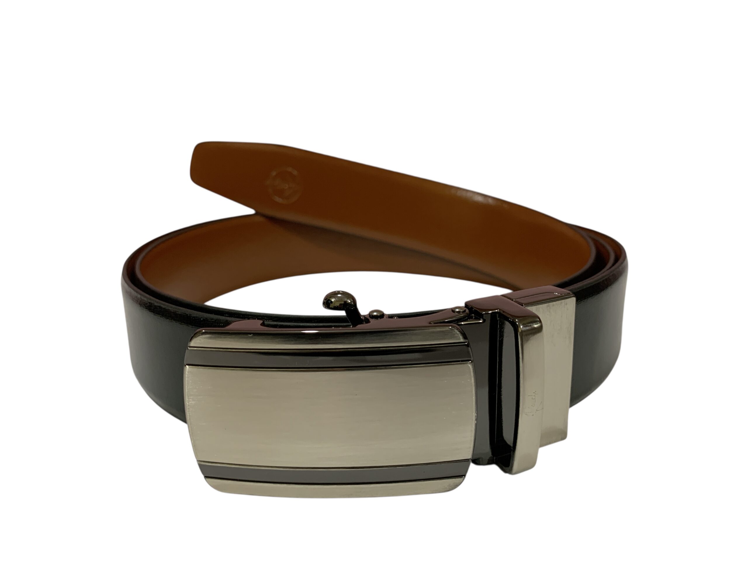 Black & Tan Reversible Italian Leather Formal Belt - Image 4