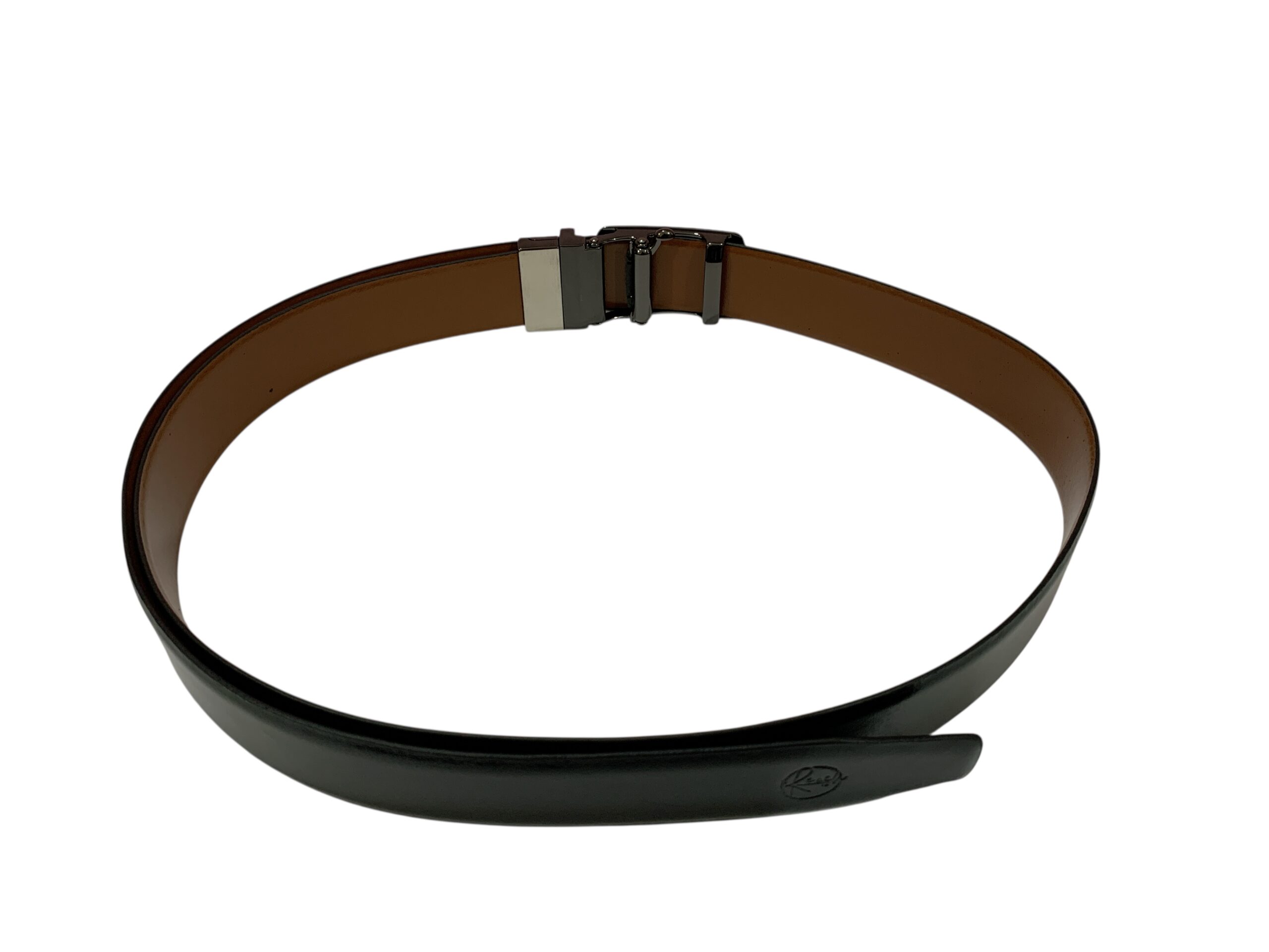 Black & Tan Reversible Italian Leather Formal Belt - Image 5