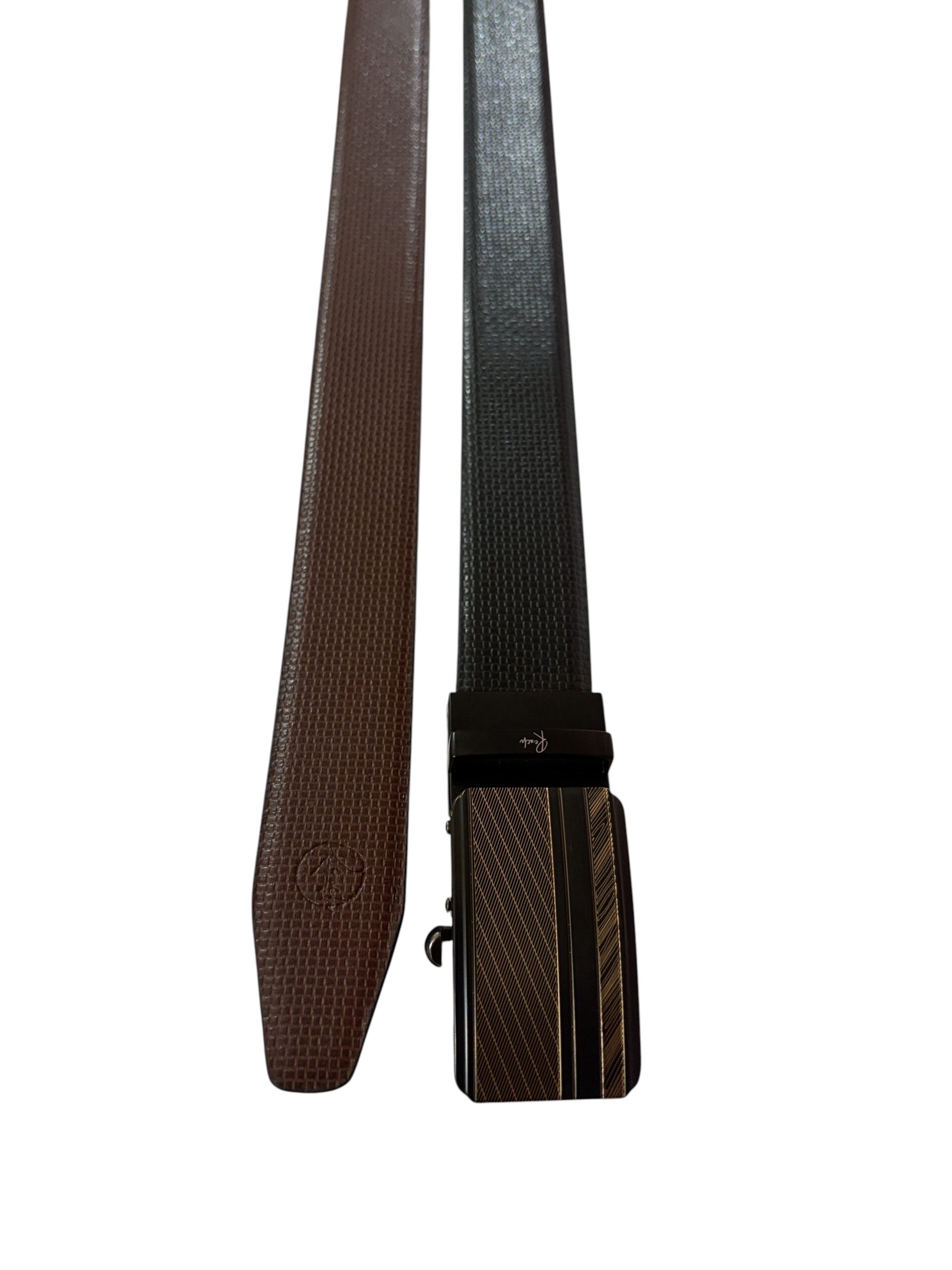 Black & Rust Reversible Italian Leather Formal Belt - Image 6